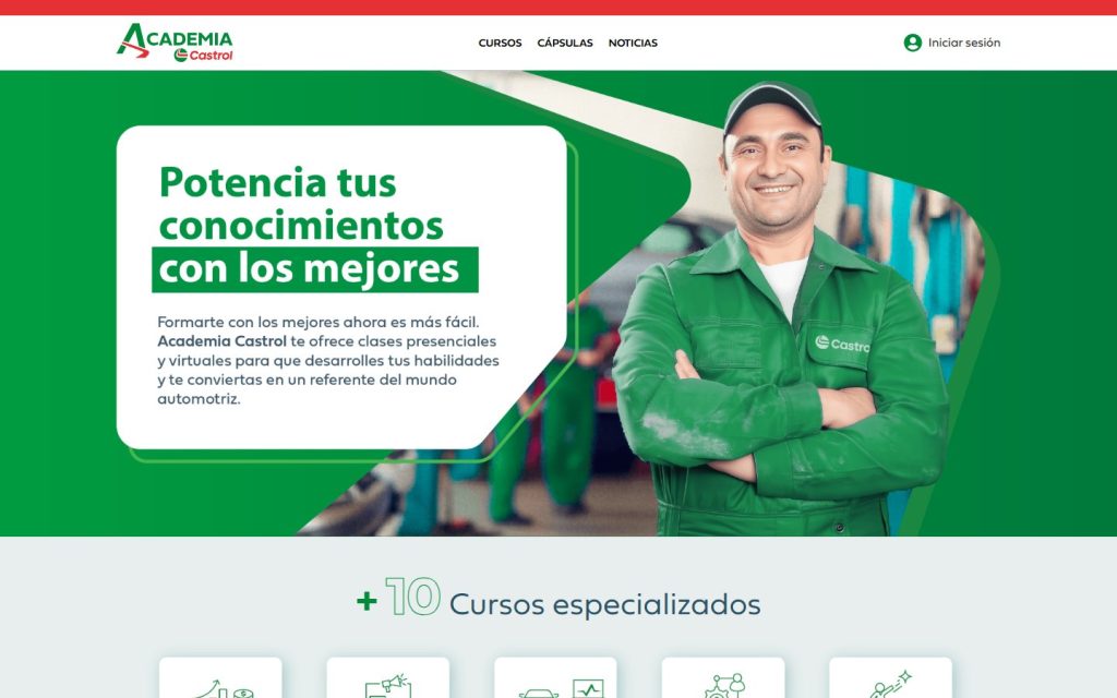 Portada de Academia Castrol con sus cursos especializados