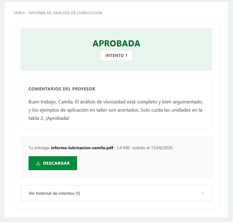 Tarea aprobada con el comentario del profesor